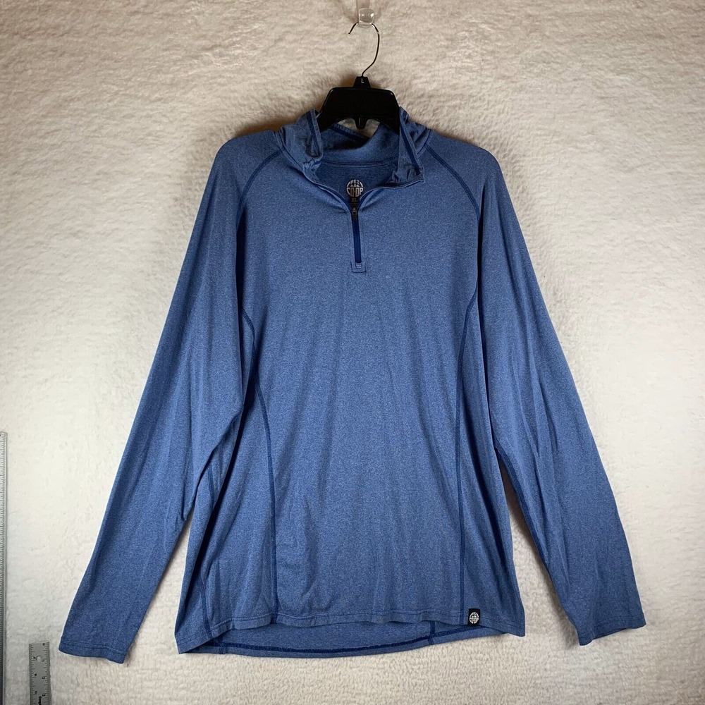 REI Co-op Men's Long Sleeve Blue Stretch Lightweight Quarter Zip Sweater Size XL